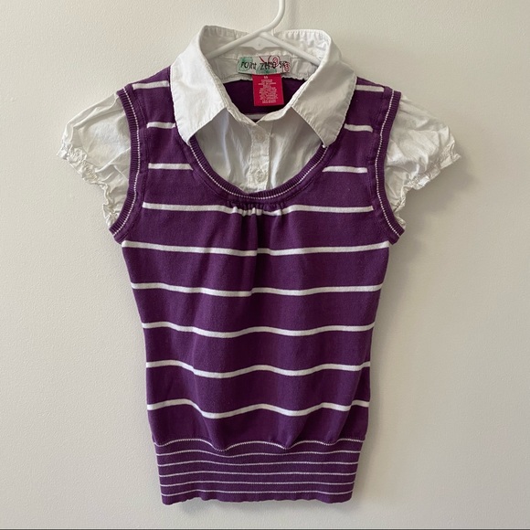 POINT ZERO PURPLE SWEATER VEST WITH COLLAR - Picture 1 of 6